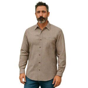 Timberland Outdoor Cotton Brown Checkered Shirt Long Sleeve Classic Fit Large